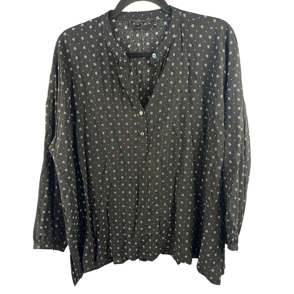 HATCH Black Ditsy Floral Pullover Blouse SZ 1 (SM/4-6) Maternity Pregnant